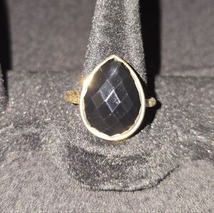 925 EM Sterling Silver Black Onyx Ring size 12-12.5.